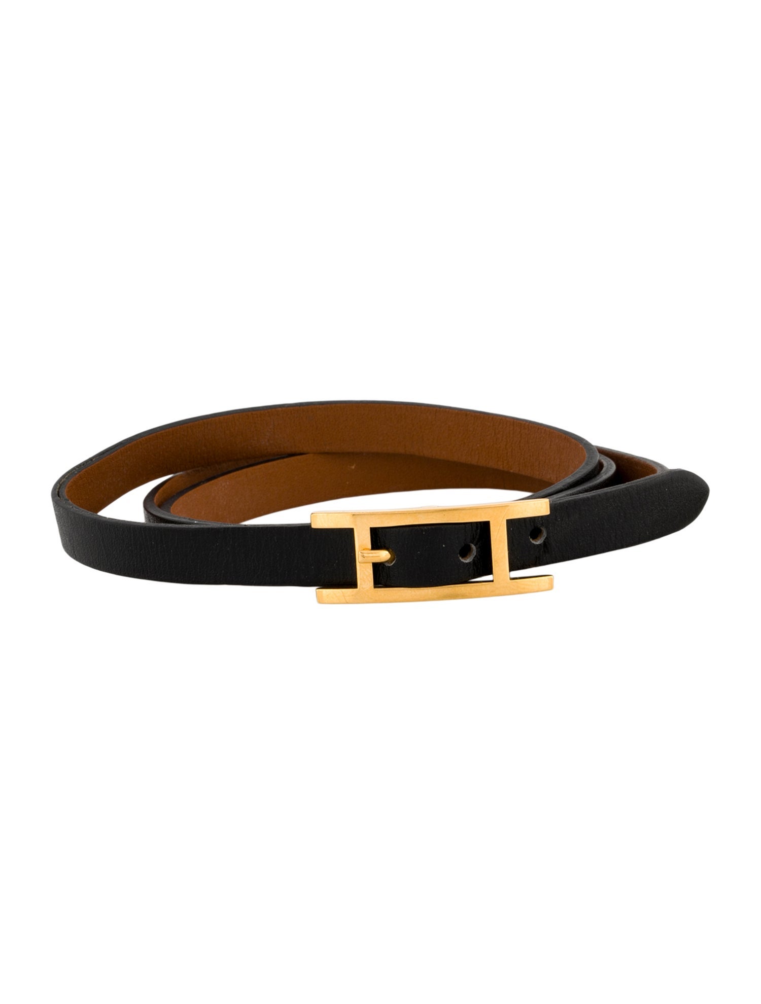 Hermès Leather Hapi 3 MM Wrap Bracelet
